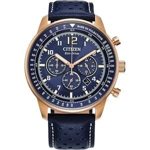 Citizen Weekender Sport Chronograph Blue Dial Rose Gold-Tone Mens Watch